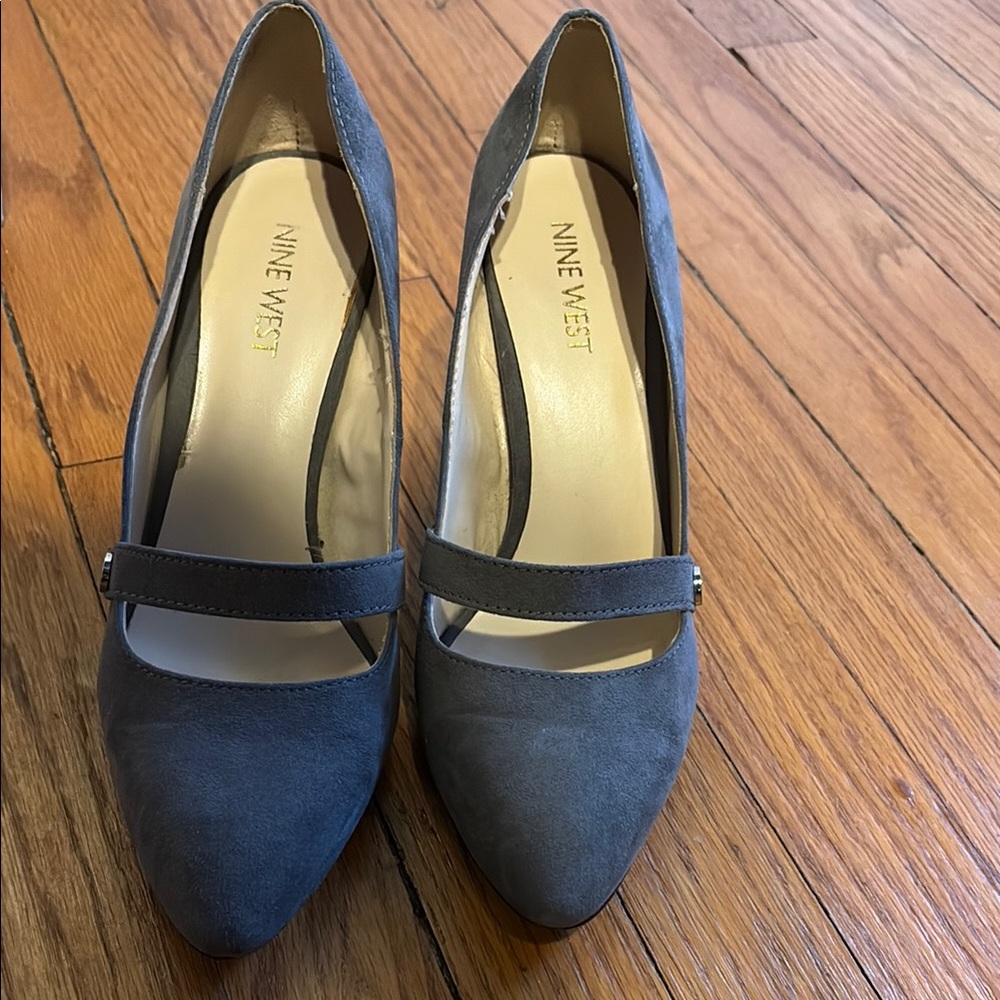 Nine West Blue Suede Heels with Modern Cut-Outs
